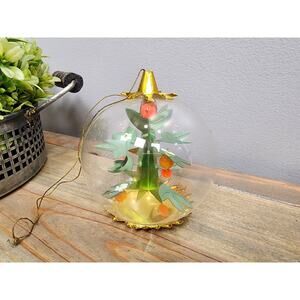 Vintage Resl Lenz Germany Christmas Fruit Tree Orn Foil Glass Retro Spinner